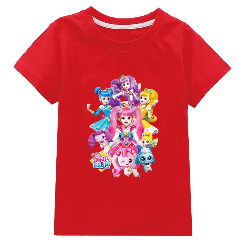Dětský kostým Kreslená kočka Teenie ping Léto Rychlá móda Dívčí tričko s krátkým rukávem Svrchní oblečení Chlapecké tričko Dětské topy Oblečení