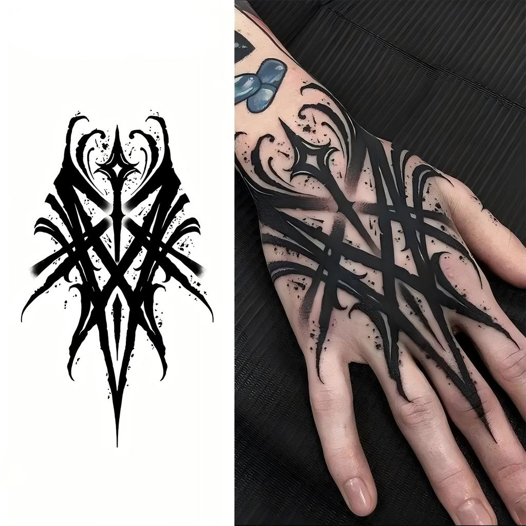 1 Sheet Halloween Cross Moth Wings Temporary Tattoos For Adult Hands Neck, Temp Fake Tattoo Sticker Long Lasting Realistic Tatoo