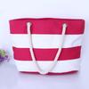Borsa a Spalla in Corda di Canapa e Tela Super Minimalista Versatile - Ecologica, Design a Strisce da Spiaggia Patchwork