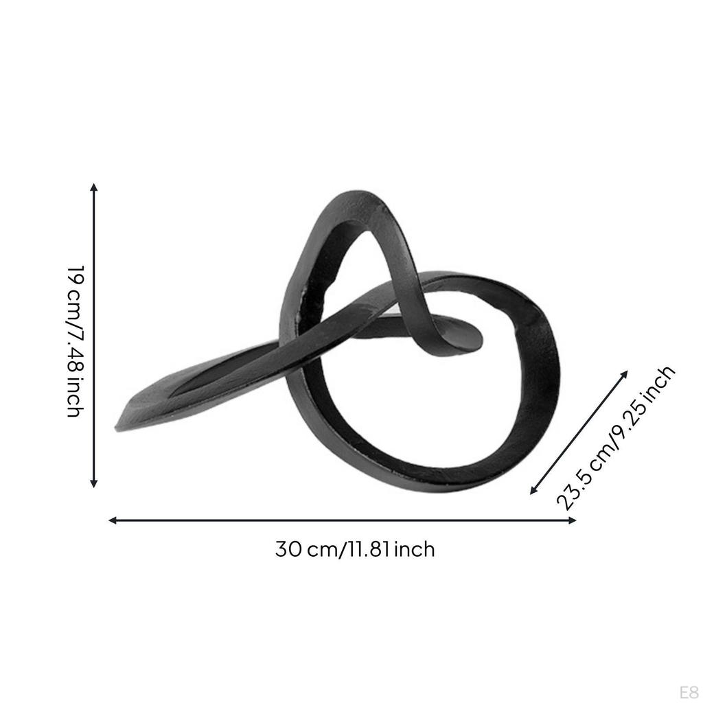 Abstract Sculpture with Base Modern Geometric Matte Black Tabletop Ornament for Art