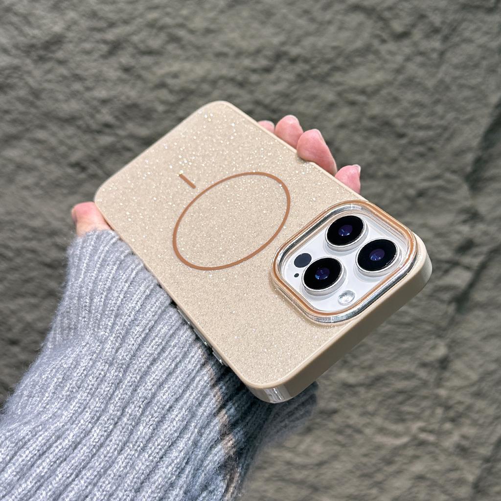 Applicable To Apple 16 ProMax Thin Circle Magnetic Suction Mobile Phone Case Official IMD Flash Powder Iphone15 Drop Protection Case