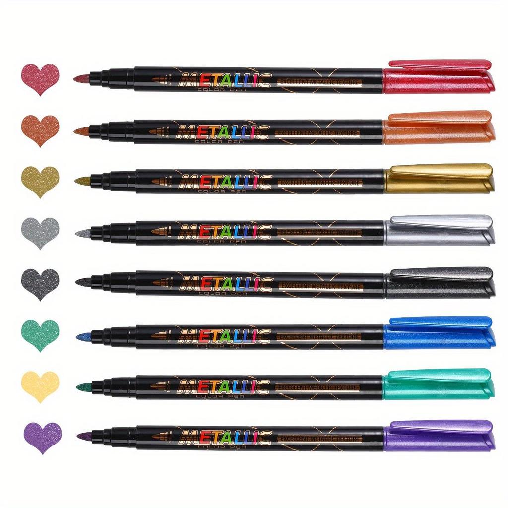 12-Color Quick-Dry Pearlescent Water-Based Paint Markers for Drawing & Greeting Cards