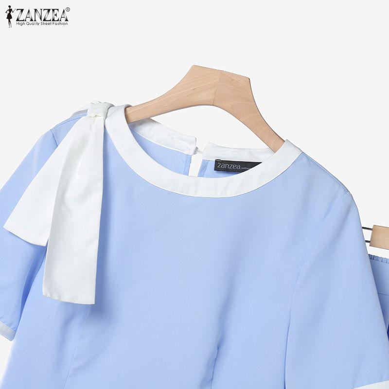 ZANZEA Women Short Sleeve Blouse and Long Skirts Elegant Casual Two Piece Suit Sets