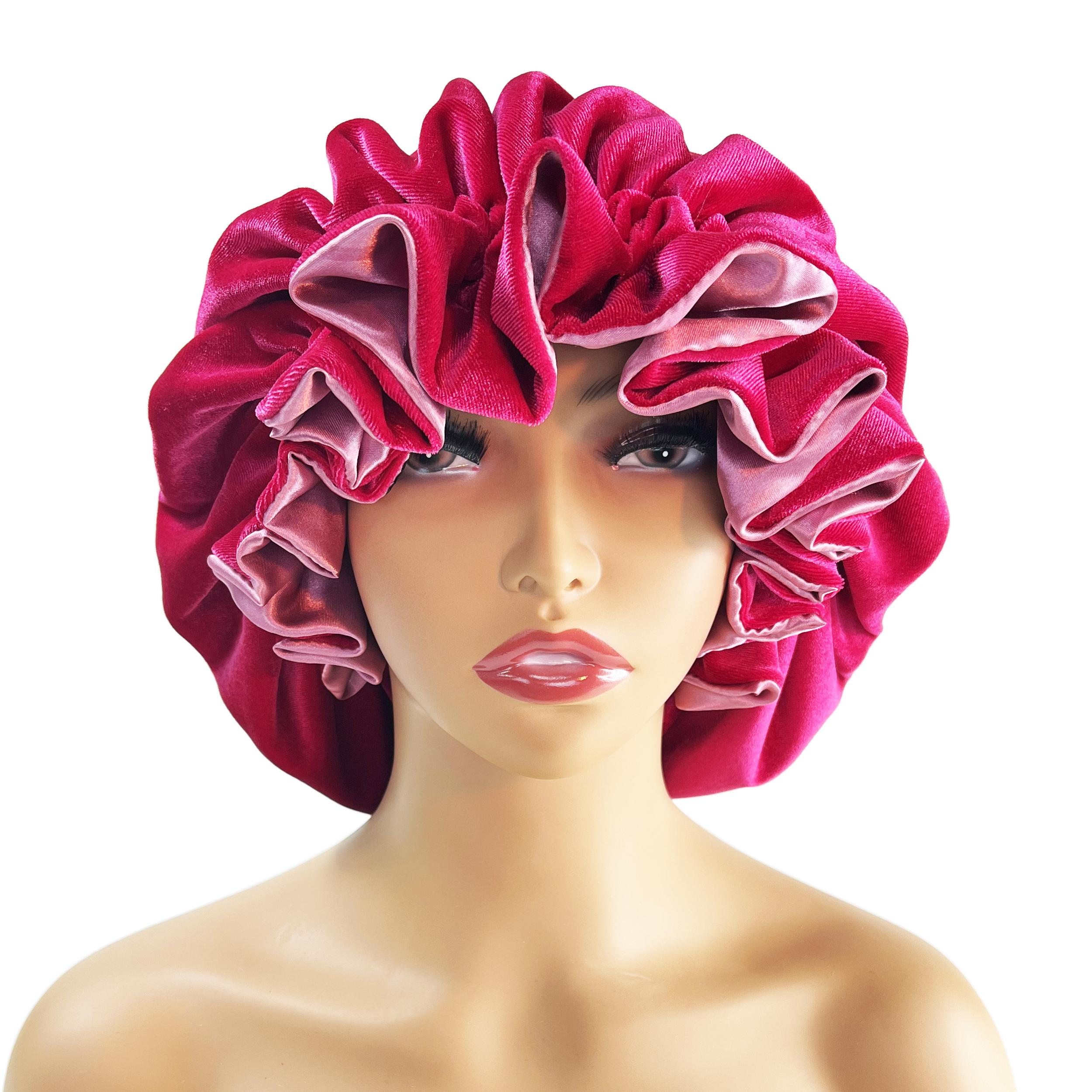 

Зимняя бархатная шапочка для сна из двухслойного утолщенного бархата и атласа, теплая ночная шапочка, большая шапочка для сна