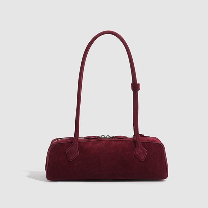 MJ Women s Bag Sausage Retro Matte Cowhide Suede French Niche Commuter Stick Urban Simplicity 33x10x11cm