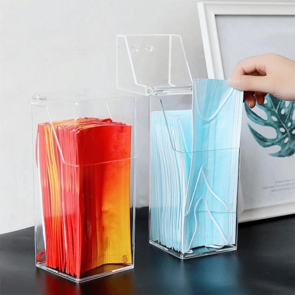 Transparent Transparent Mask Storage Box Flip Lid Pencil Storage Holder  Bathroom