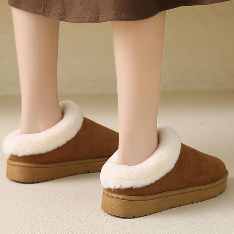 Fashion Faux Suede Thick Sole Non Slip Ankle Boots Women Warm Fur Thicken Plush Cotton Shoes Plus Size Comfort Platform Snow Boots