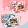 Puppenhaus Bausatz 3D Holz Mini Puppenhaus Montage Gebäude mit Möbelbausatz Spielzeug Kinder Geburtstagsgeschenk 3D Puzzle Handgefertigt