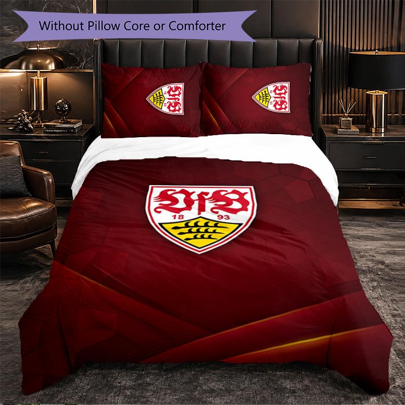 Biancheria da letto a tema VfB Stuttgart Set 3 Pezzi Copripiumino Biancheria da letto Decorativa per Camera Adolescenti Decorazione Casa