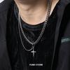 Collana con Ciondolo Stella Cubana a Doppio Strato per Uomo Acciaio al Titanio Design Hip-Hop Catena per Clavicola Unisex Vendita all'Ingrosso