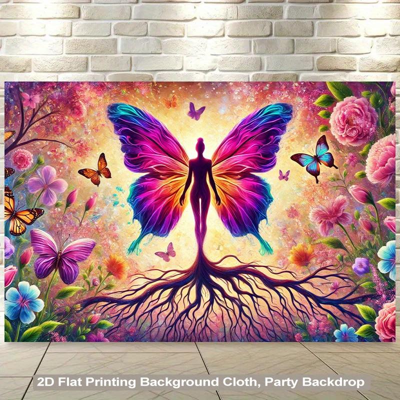 A 2D background scene featuring a fairy gracefully dancing, crafted from high-quality materials. 47.2x31.5inch/120*80cm