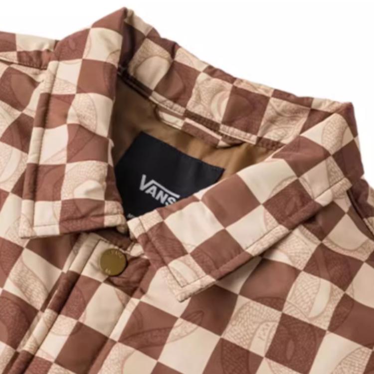 Vans LT Padded Year Of The Snake Coach Jacket Unisex Jacket Brown Checkered VN000P36F4C