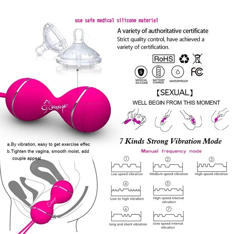 Kegel-Ball mit Fernbedienung und 7 Geschwindigkeiten, Vaginal-Enge-Übung, vibrierende Eier, Geisha-Ball, Ben-Wa-Bälle, Doppelvibrator, Sexspielzeug für Frauen