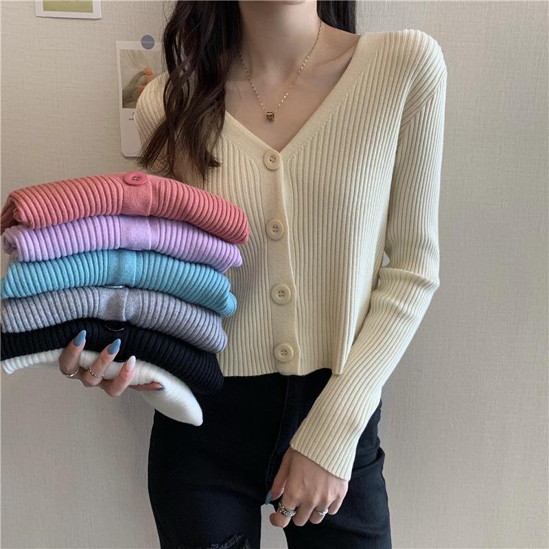Kurzer Pullover Slim Cardigan Mantel Damen Strickoberteil Langarm Überwurf Bluse Großhandel