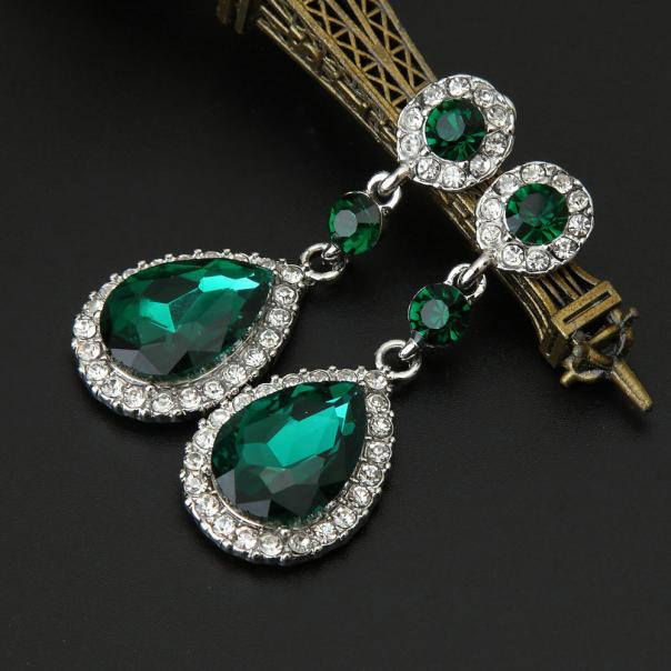 Wedding Jewelry Rhinestone Wedding Earrings For Women зелёный