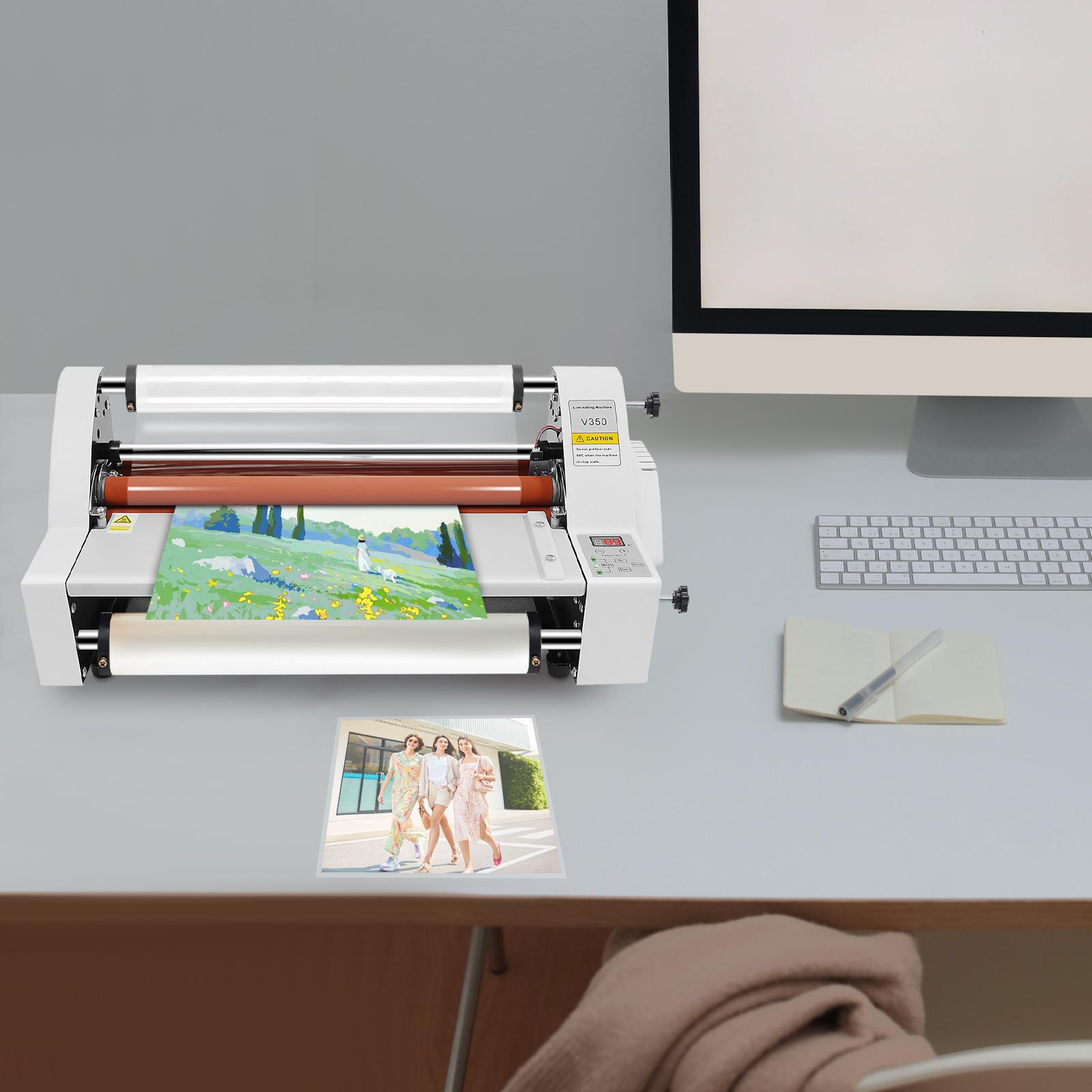 

13.8in Quiet Hot Cold Roll Laminator,700W Single & Dual Sided Four Rollers Adjustable Laminating Machine for Home Office School US