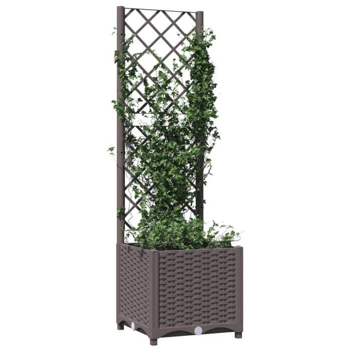 VidaXL Planter with Trellis Brown 40x40x136 Cm PP
