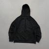 Unisex Gothic Streetwear Hoodie Print Oversized Crop Top Long Sleeve Sweatshirt Black