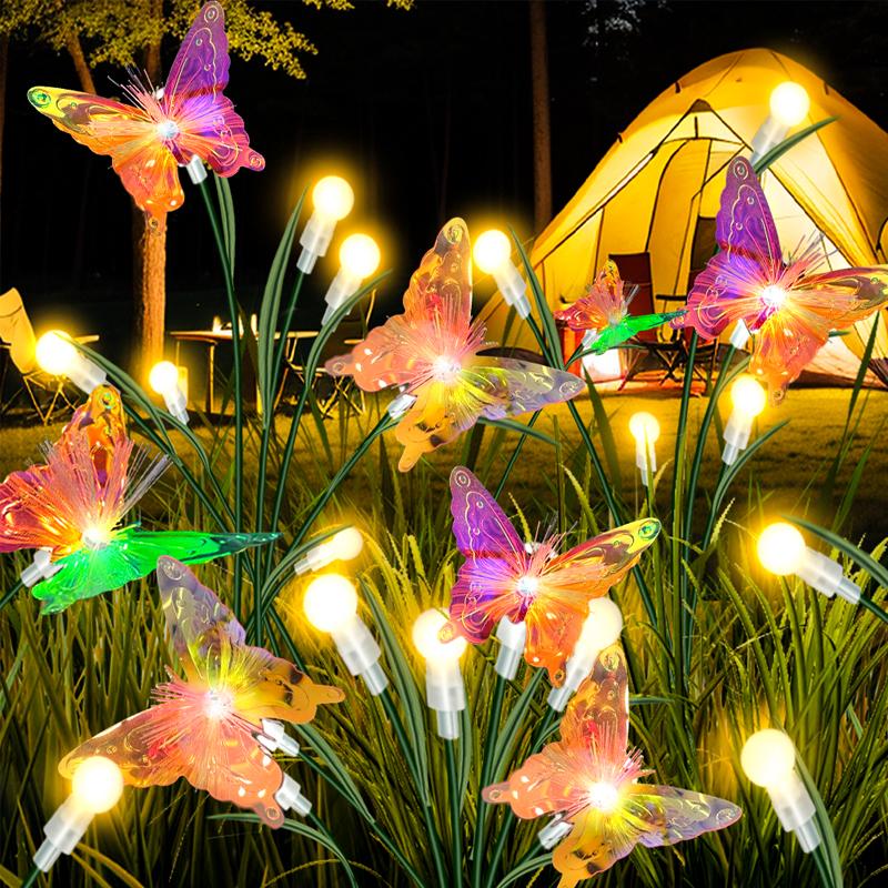 

Садовые светильники на солнечных батареях, 6 светодиодов, качающиеся светильники-бабочки, качающиеся на ветру, уличные светильники на солнечных батареях для двора, патио, дорожек, газонов, рождественских декоративных ламп теплый белый