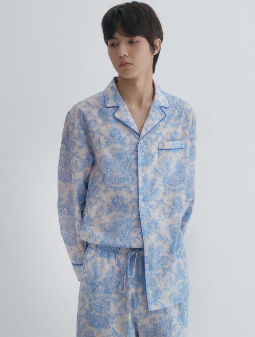 

[ГРЕЙДАЦИЯ] Мужской пижамный комплект Синий Toile de Jouy [Отправка из Кореи] 100% Оригинал Blue - L