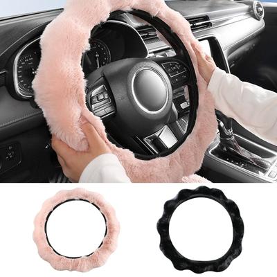 Plush Car Steering Wheel Cover for Autumn and Winter Warm Car Accessories Fuzzy Steering Wheel Cover Stuffed Steering Wheel Wrap