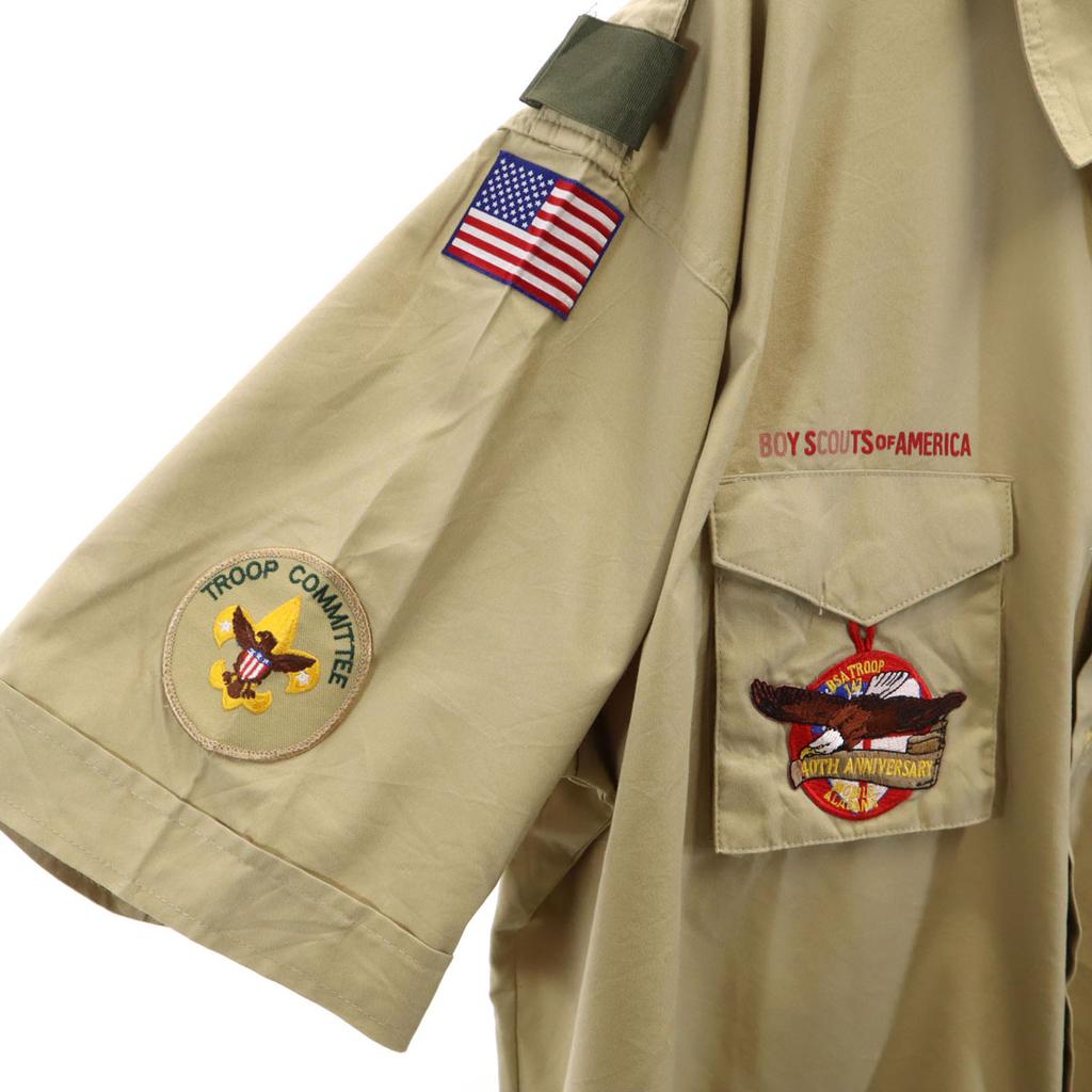 BOY SCOUTS OF AMERICA Krátkorukávová pracovná košeľa 2XL Béžová Veľká veľkosť Pánska Použitá