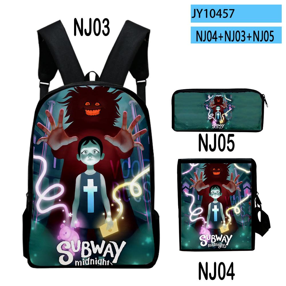 Trendy Subway Midnight Game 3D Print 3pcs/Set Pupil School Bags Laptop Daypack Backpack Inclined Shoulder Bag Pencil Case