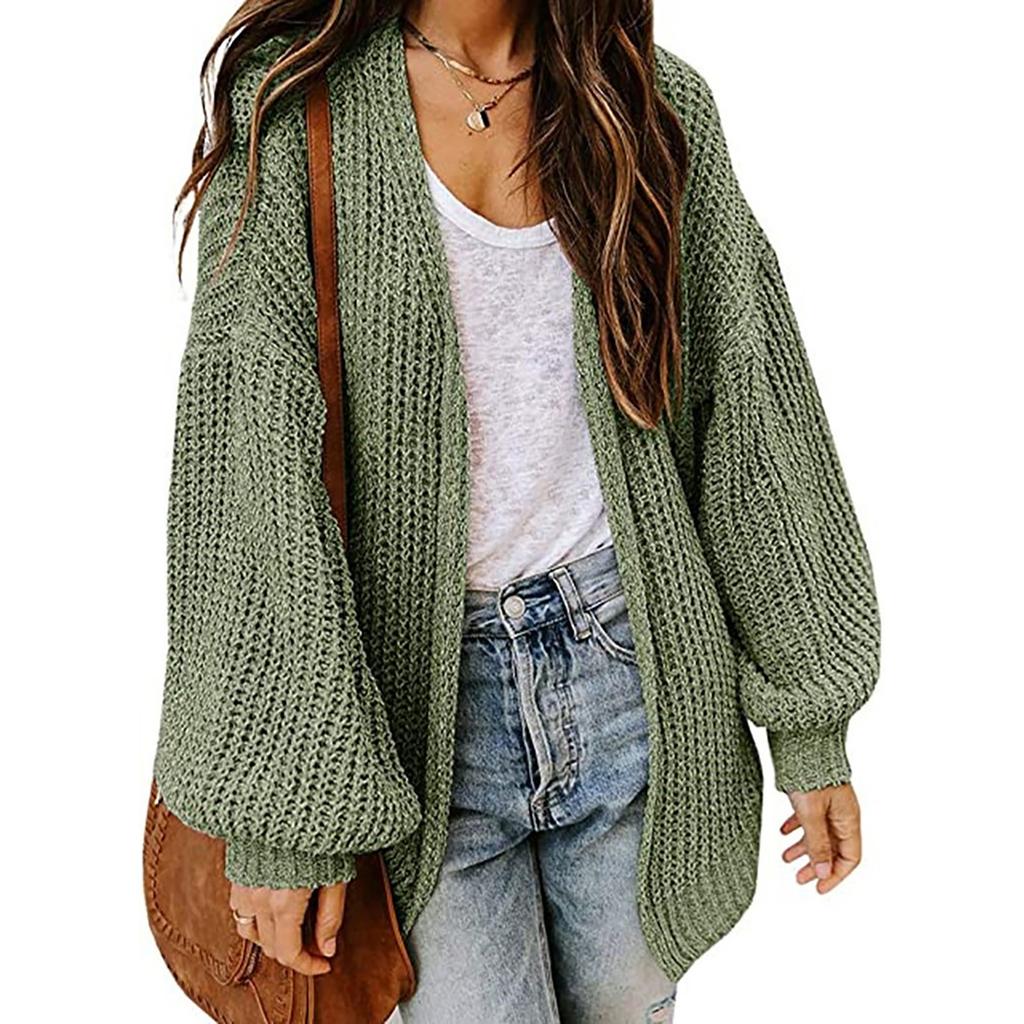 Damen Strickwaren Lockerer einfarbiger Strickjackenärmel-Pullovermantel