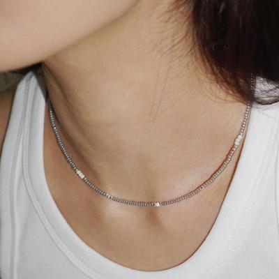 OURPIERRE LOVE SKINNY KRALEN KETTING GRIJS