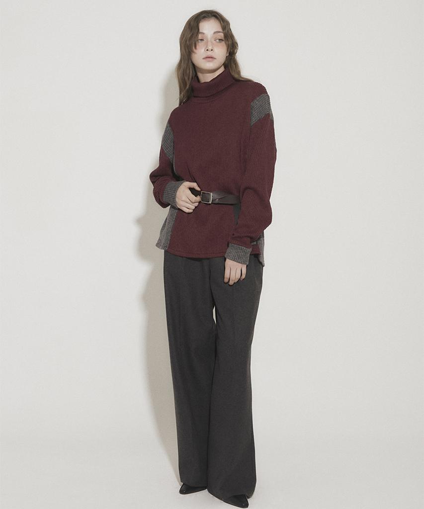Eoboneoseu Panel Turtleneck Pullover [Burgundy]