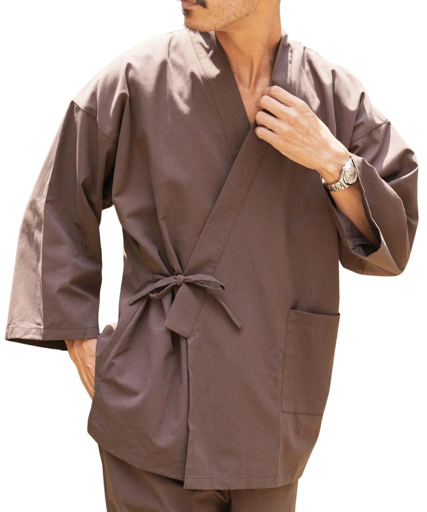 Shop Samue Size Solid All Navy Simple [JIGGYS SHOP] Ziggy's L, Brown, Washable, Workwear, Kimono, Cotton, Pajamas, Loungewear, One-Mile Wear,