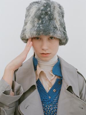 Eosseomnijeu Fur Lampshade Hat_Grey