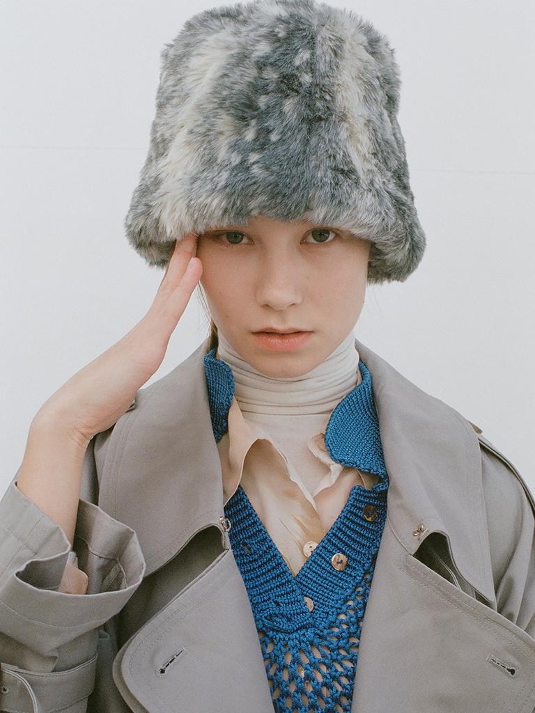 Eosseomnijeu Fur Lampshade Hat_Grey