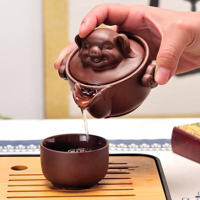 [Zodiac Pot] Raw Ore Purple Sand Teapot Hand Grab Pot Kuaike Cup Zhu Mud Tea Maker Teacup Kung Fu Tea Set