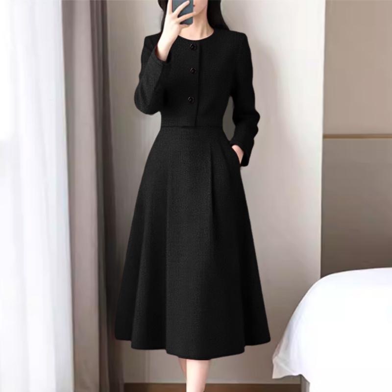 ZANZEA Women Casual Round Neck Long Sleeve A-Line Dress S чёрный