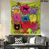 Mr. Men Little Miss Wall Tapestry Aesthetic Wall Hanging Printed Fabric Blanket Decorative Tapestries for Bedroom Living Room Home Decor