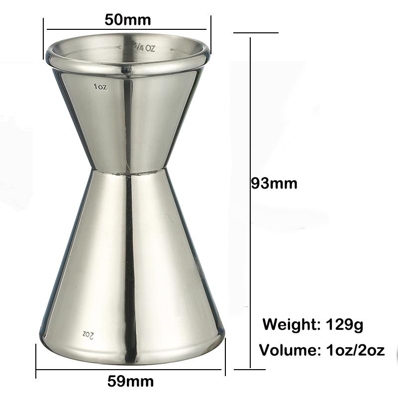 1OZ/2OZ Cocktail Jigger Double Wall Bar Measuring Cup Heavyweight Bar Tool