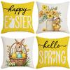Nordic Style New Spring Pillow Letter Printed Linen Square Pillow Case Living Room Decorative Rabbit Pillow