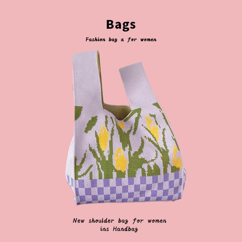 

Женская модная вязаная сумка-тоут с жилетом «Панда» — универсальная сувенирная сумка Mosaic фиолетовый