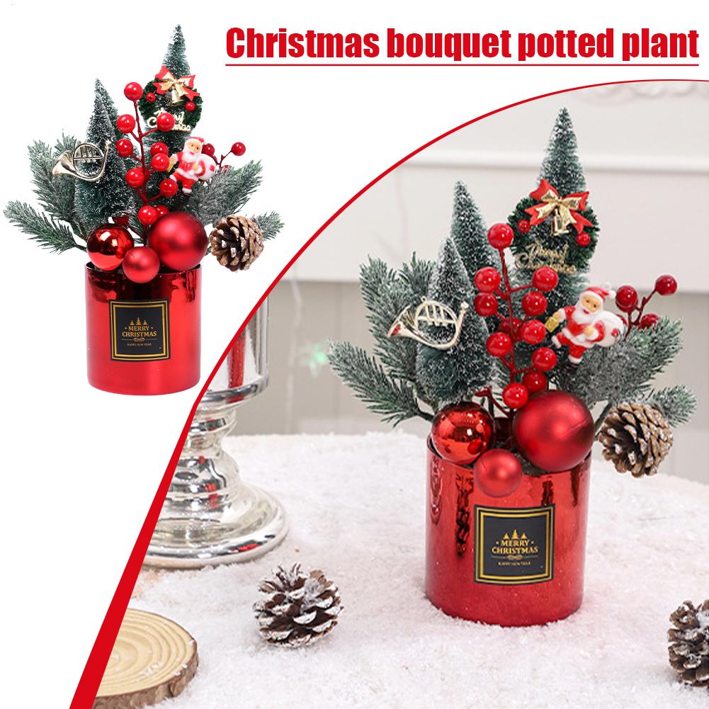 Christmas Artificial Potted Flower Artificial Christmas Plants With Pine Cones Holiday Party Supplies For Holiday Classroom
