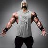 Muscleguys Muscleguys Brand Cotton Ermeløs skjorte med hettegenser Sportsklær gym Klær Fitness Menn Bodybuilding stringer tank topper singlets