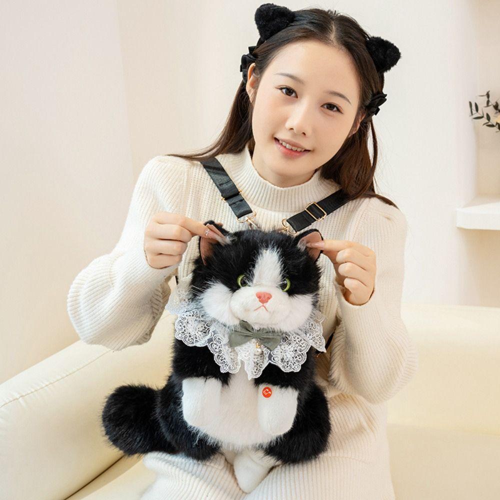 Super Realistic Simulated Puppet Cat Backpack Stuffed Animals Animals Plush Bag  Birthday Gift