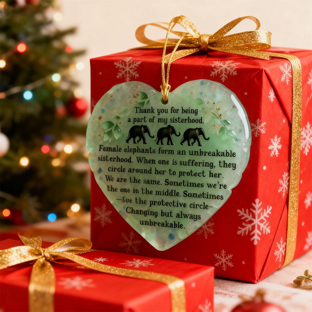 Ceramic Double-sided Heart-shaped Elephant Friendship Ornament Christmas Tree Decoration 2D Flat Pendant Friendship Souvenir