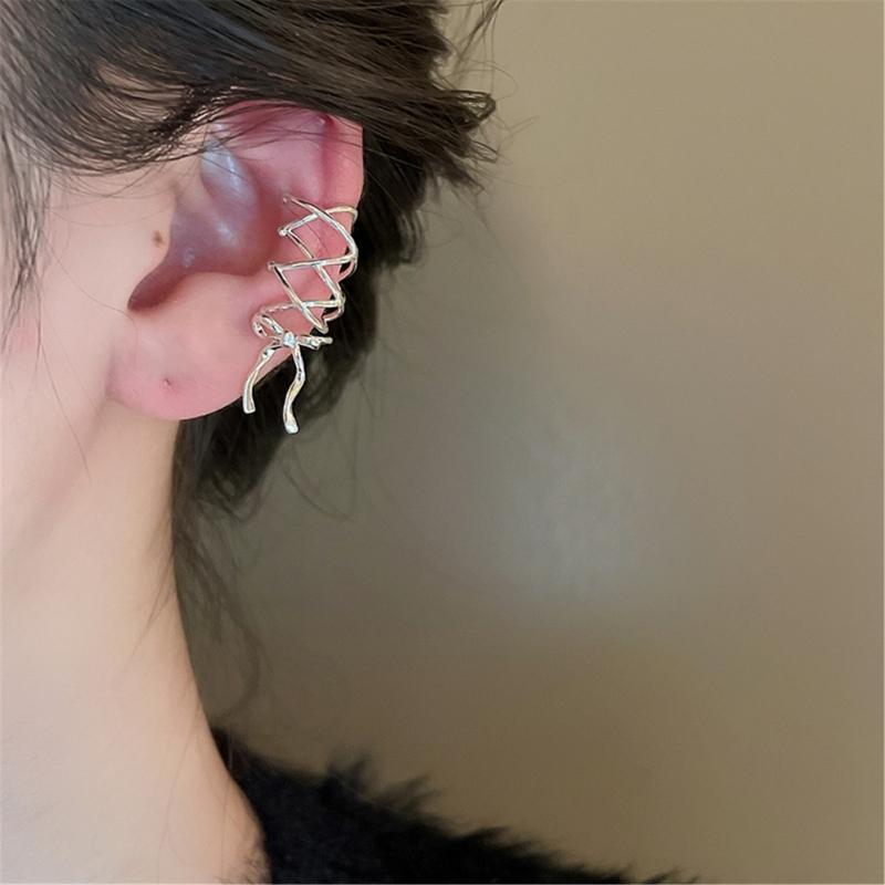 Simple Butterfly Knot Earrings for Women No Piercing Ear Cuff Ornament Delicate Bowknot Ear Rings Jewelry Ornament