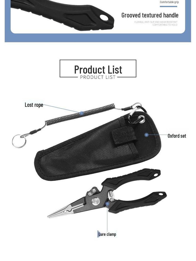 Stainless Steel Fishing Pliers - Multi-Functional Lure & Hook Remover with Split Ring Opener
