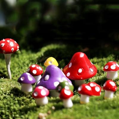 10Pcs/Set Miniature Mushroom Ornament Simulated Mini Mushroom Figurine Colored Mushroom Statue for Potted Plants Micro Landscape