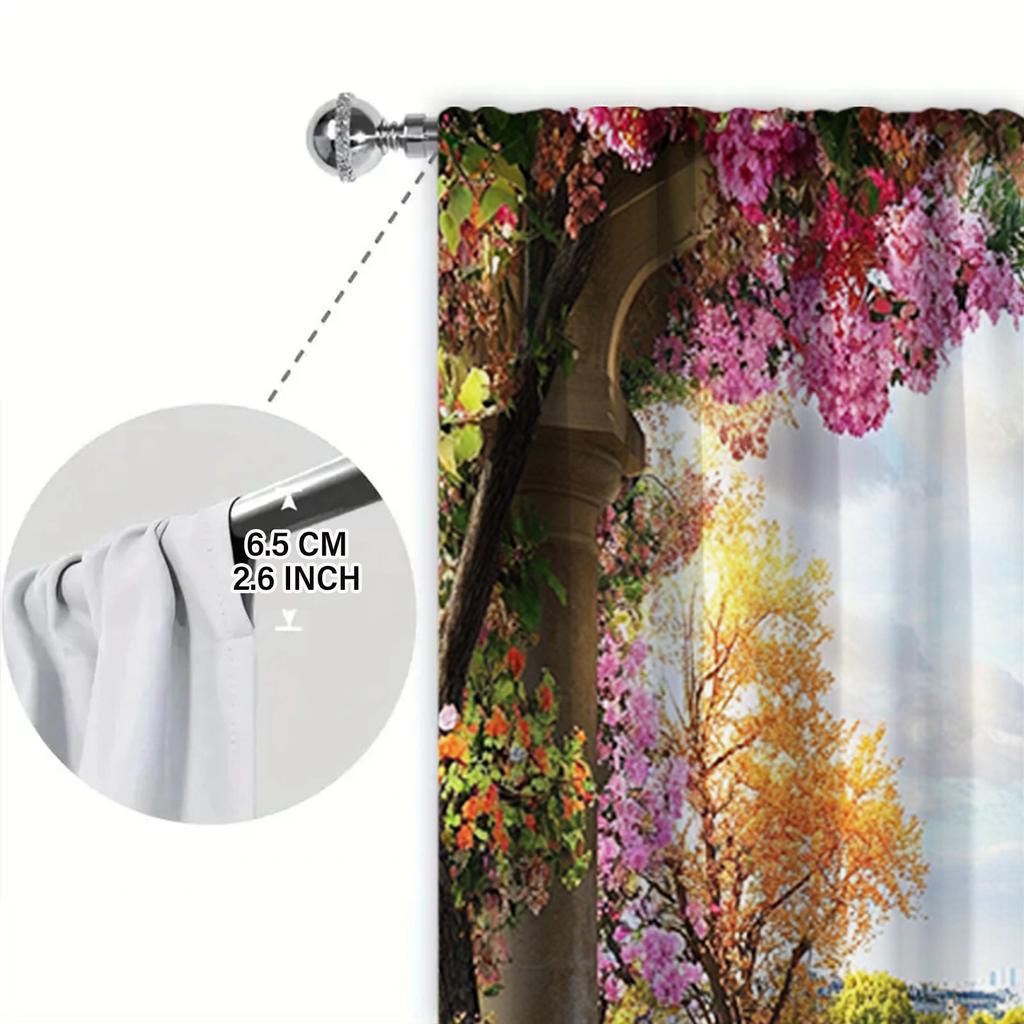 2 Stück Berühmter Eiffelturm Bedruckter Vorhang für Heimdekoration - Stangentaschen-Fensterbehandlung für Schlafzimmer, Büro, Küche, Wohnzimmer