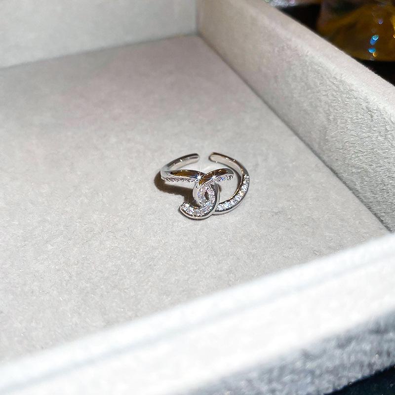 Кольцо с фианитом в виде любовного письма Dongdaemun, открытое, в стиле  на бегу ,  принцесса , французское, легкая роскошь, для указательного пальца