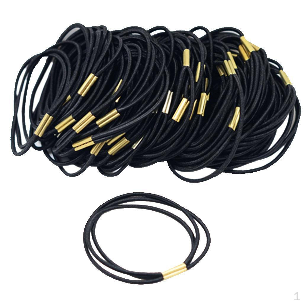 50 Pieces Black Round Elastic Band Stretch DIY Hair Accessories