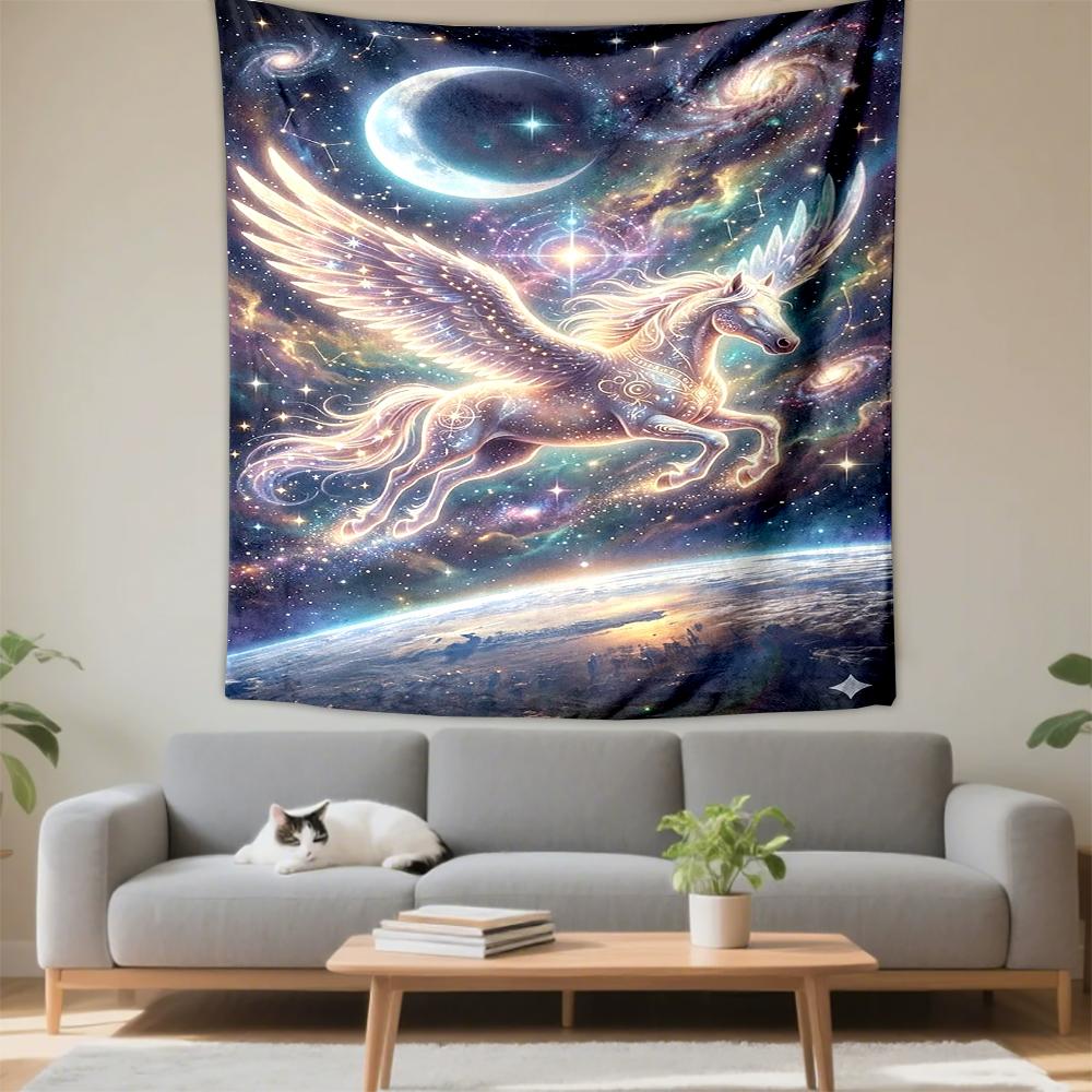 Mystical Pegasus and Galaxy-Themed Patterned tapestry for bedroom and living room home decor
